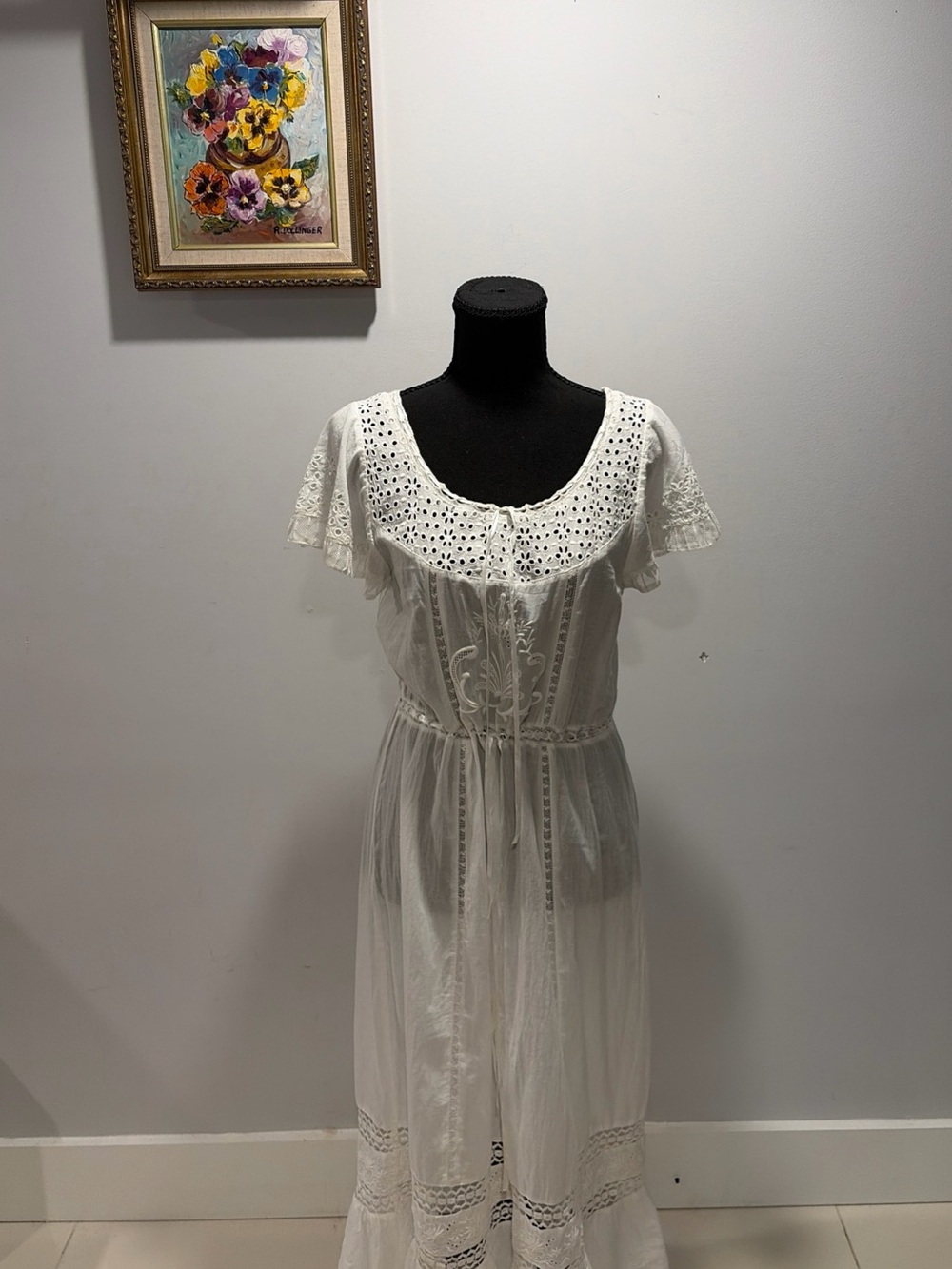 love shack fancy White  Maxi Dress Eyelet Prairie Cottage Core Romantic Feminine